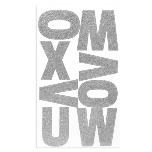 Craft Perfect Glitter Alphabet Sticker Sheet 2IN-Silver - 5A002MKM-1GP16 Craft Perfect Glitter Alphabet Sticker Sheet 2IN-Silver - 5A002MKM-1GP16