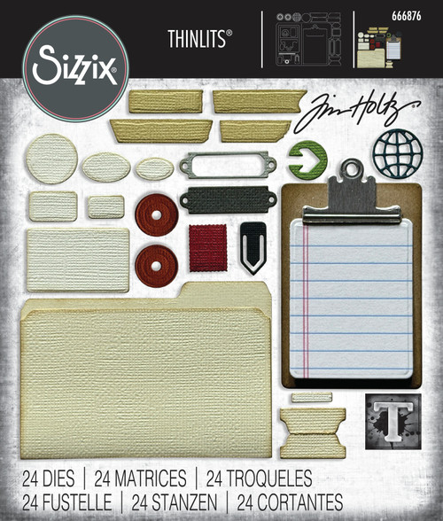 Sizzix Thinlits Die Set 24/Pkg by Tim Holtz-Vault Noteworthy - 5A002MWN-1GPBC - 630454291947