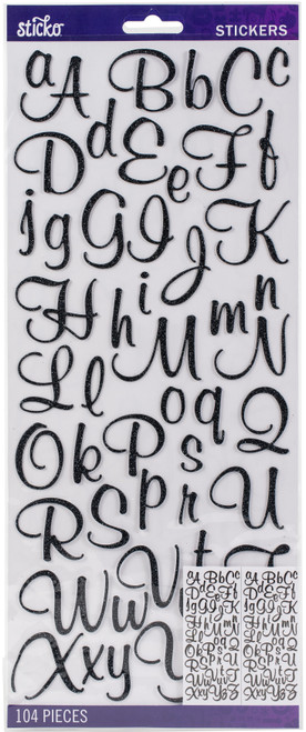 Sticko Alphabet Stickers 104/Pkg-Helvetica - Black Glitter - 52-90234 - 015586975635