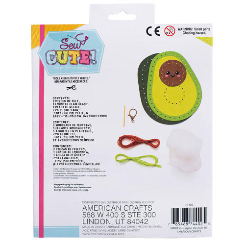 Colorbok Sew Cute! Felt Backpack Clip Kit-Avocado - 74402