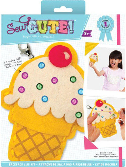 6 Pack - Colorbok Sew Cute! Felt Backpack Clip Kit-Ice Cream - 73963 - 765468739632