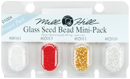 Mill Hill Glass Seed Beads Mini Packs 2.5mm 830mg 4/Pkg-00161, 02013, 02011 & 02010 - GBMPK-01004 - 098063010043 Mill Hill Glass Seed Beads Mini Packs 2.5mm 830mg 4/Pkg-00161, 02013, 02011 & 02010 - GBMPK-01004 - 098063010043