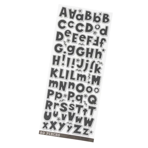 6 Pack - Sticko Alphabet Stickers-Black Glitter - E5238170 - 015586793413