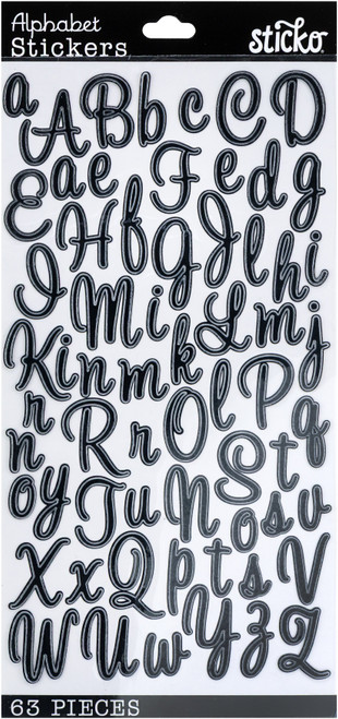 12 Pack - Sticko Alphabet Stickers-Sweetheart Script Black - E5238151 - 015586793222