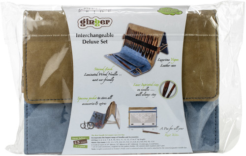 KnitPro-Ginger Deluxe Interchangeable Knitting Needles Set-13 Pair Of Needles - Normal - KP150301 - 8907628080723