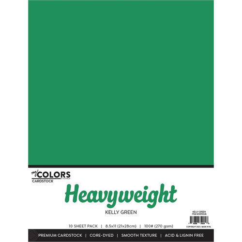3 Pack - My Colors 100lb Heavyweight Cardstock 8.5"X11" 10/Pkg-Kelly Green - MYCH85-1GZCJ - 709388349298