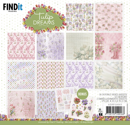 2 Pack Find It Trading Amy Design Paper Pack 8"X8"-Tulip Dreams 5A002YD7-1GZ91 - 8718715149168