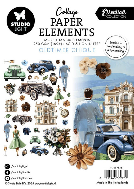 3 Pack - Studio Light Essentials Paper Elements 34/Pkg-Oldtimer Chique - 5A002Y7X-1GZ46 - 8713943162767