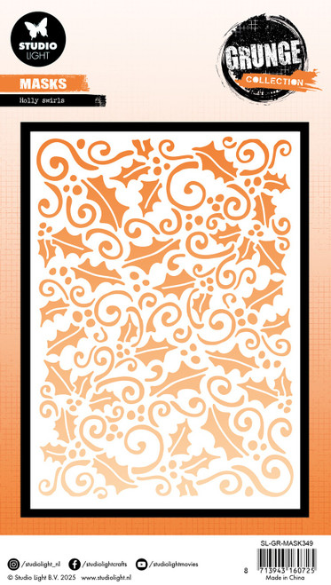 3 Pack - Studio Light Grunge Stencil 5.9"X8.27"-Holly Swirl - 5A002Y85-1GZ43