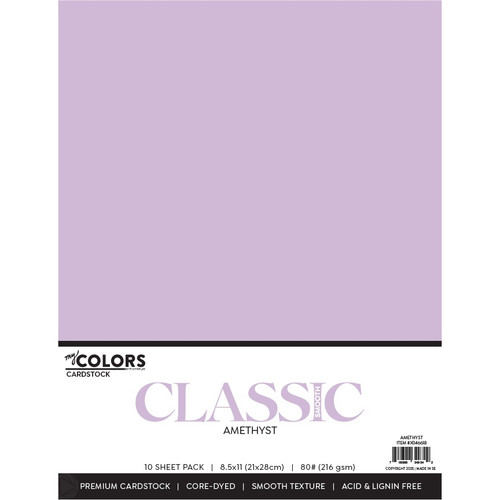 My Colors Classic 80lb Weight Cardstock 8.5"X11" 10/Pkg-Amethyst - MYCC85-1GZCD - 709388349342