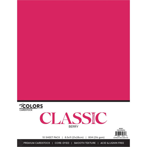 My Colors Classic 80lb Weight Cardstock 8.5"X11" 10/Pkg-Berry - MYCC85-1GZCH - 709388349328