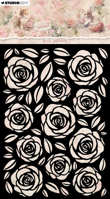 3 Pack - Studio Light A Cat's Secret Stencil 4.13"X5.83"-Rose Pattern - 5A002Y63-1GZ2S - 8713943160091
