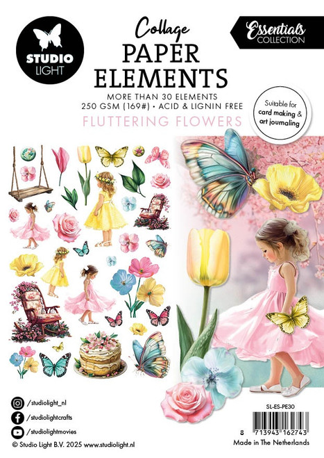 Studio Light Essentials Paper Elements 35/Pkg-Fluttering FLowers - 5A002Y7K-1GZ4Z - 8713943162743