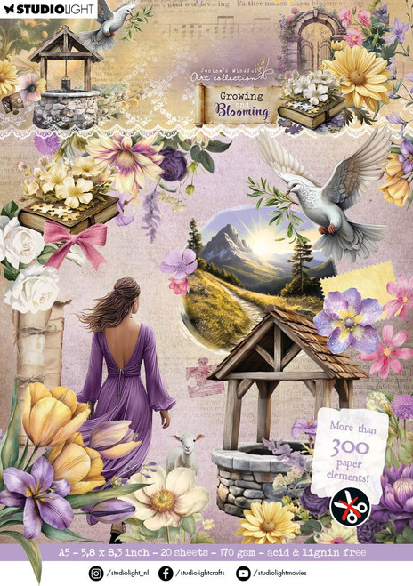 Jenine's Mindful Art Die-Cut Paper Pad 4.13"X5.83" 20/Pkg-Growing & Blooming - 5A002Y78-1GZ50 - 8713943160435