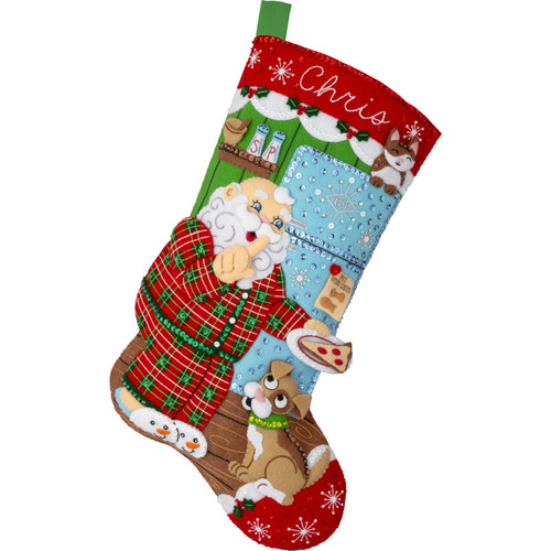 Bucilla Felt Stocking Applique Kit 18" Long-Santa's Midnight Snack - 5A002YG7-1GZ9Z