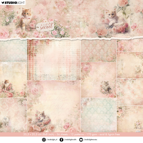Studio Light A Cat's Secret Background Paper Pad 8"X8"-36 Sheets - 5A002Y8G-1GZ5V - 8713943160060
