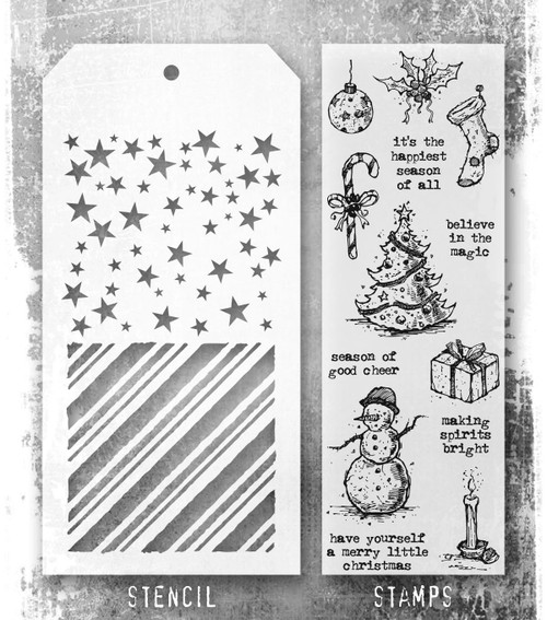 Tim Holtz Mixed-Media Stamps & Stencil-Tattered Christmas - 5A002XXV-1GYVT