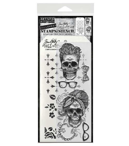 Tim Holtz Mixed-Media Stamps & Stencil-Wicked Hipsters - 5A002XXV-1GYTW - 691835443003
