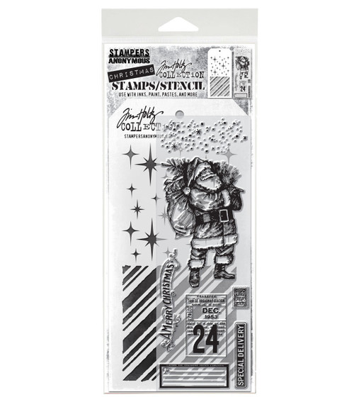 Tim Holtz Mixed-Media Stamps & Stencil-Set #31 - 5A002XXV-1GYTX - 653341451811