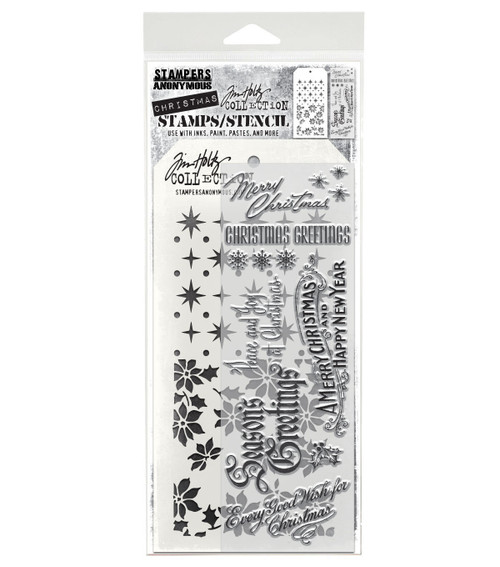 Tim Holtz Mixed-Media Stamps & Stencil-Vintage Christmas - 5A002XXV-1GYTY - 691835442303