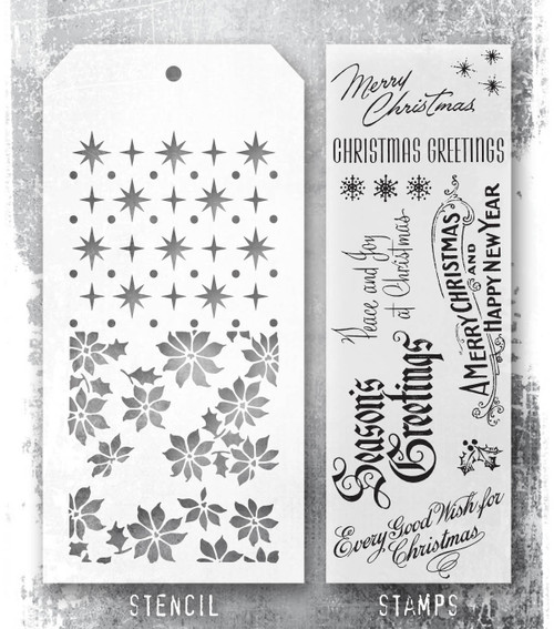 Tim Holtz Mixed-Media Stamps & Stencil-Vintage Christmas - 5A002XXV-1GYTY