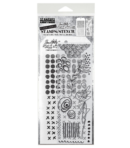 Tim Holtz Mixed-Media Stamps & Stencil-Set #14 - 5A002XXV-1GYV1 - 787790627715