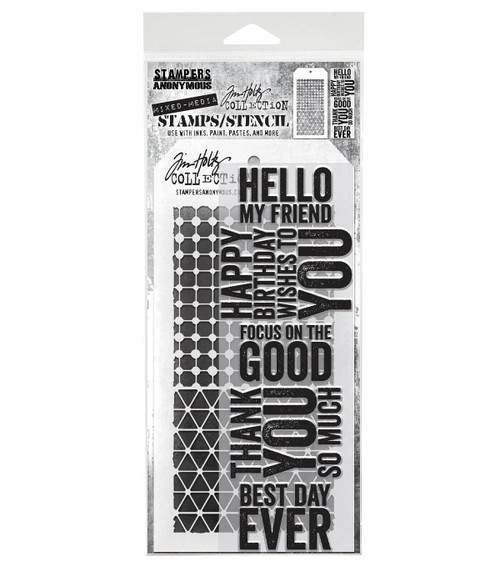 Tim Holtz Mixed-Media Stamps & Stencil-Set #40 - 5A002XXV-1GYVS - 793888451308