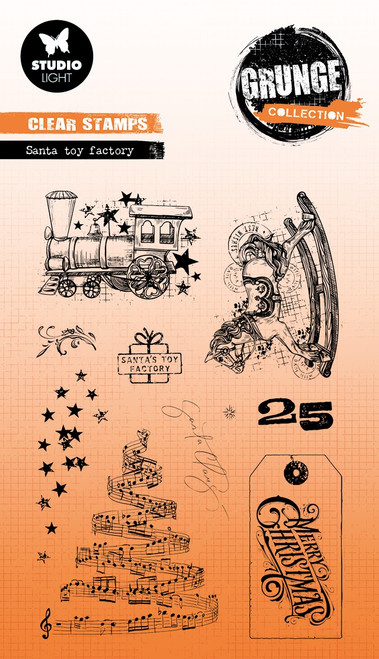 Studio Light Grunge Clear Stamp-Santa Toy Factory - 5A002Y6W-1GZ37 - 8713943160671