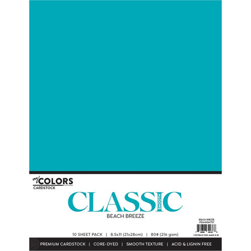 My Colors Classic 80lb Weight Cardstock 8.5"X11" 10/Pkg-Beach Breeze - MYCC85-1GZC7 - 709388349366