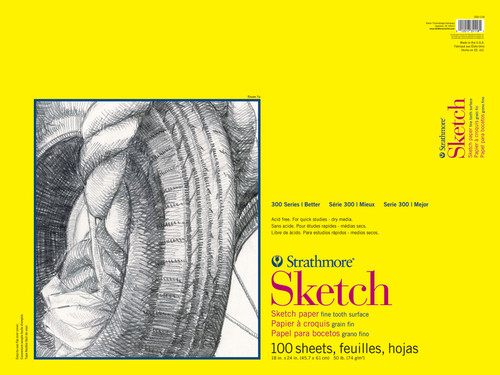 Strathmore 300 Series Sketch Pad 18"X24"-100 Sheets, Glue Bound - 350118 - 012017351181