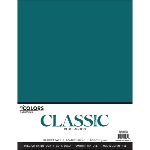 My Colors Classic 80lb Weight Cardstock 8.5"X11" 10/Pkg-Blue Lagoon - MYCC85-1GZC8 - 709388349359