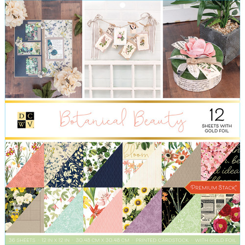 DCWV Double-Sided Cardstock Stack 12"X12" 36/Pkg-Botanical Beauty, 18 Designs/2 Each - PS614327 - 611356143275