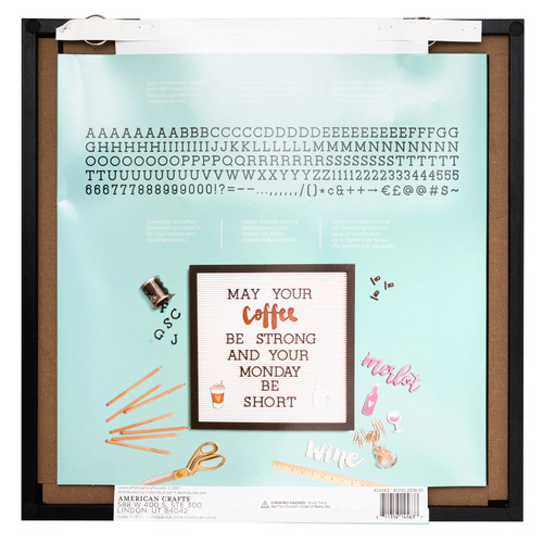 DCWV Framed Letterboard 16"X16"-Black W/White Insert - 614563 DCWV Framed Letterboard 16"X16"-Black W/White Insert - 614563