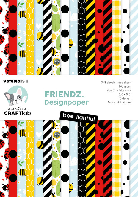Creative Craftlab Friendz Designer Paper pad 8.25"X 5.83"-Bee-lightful - 5A002Y8R-1GZ2J - 8713943160329