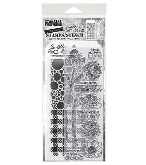 Tim Holtz Mixed-Media Stamps & Stencil-Set #24 - 5A002XXV-1GYSV - 787790628118
