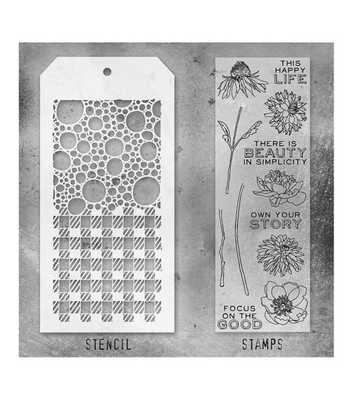 Tim Holtz Mixed-Media Stamps & Stencil-Set #24 - 5A002XXV-1GYSV