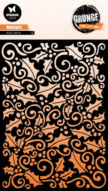 Studio Light Grunge Stencil 5.9"X8.27"-Holly Swirl 5A002Y85-1GZ43 - 8713943160725