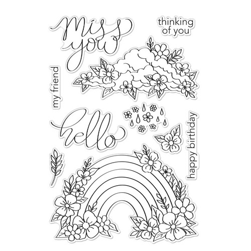 Hero Arts Clear Stamps 4"X6"-Floral Rainbow And Clouds - 5A002Y0G-1GYYN