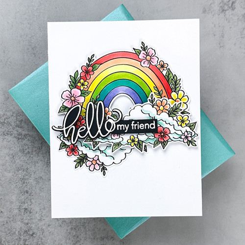 Hero Arts Clear Stamps 4"X6"-Floral Rainbow And Clouds - 5A002Y0G-1GYYN