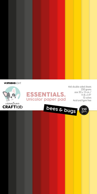 Creative Craftlab Essentials Unicolor Paper Pad 11.8"X5.9"-Bees & Bugs - 5A002Y5Q-1GZ2Q - 8713943160312