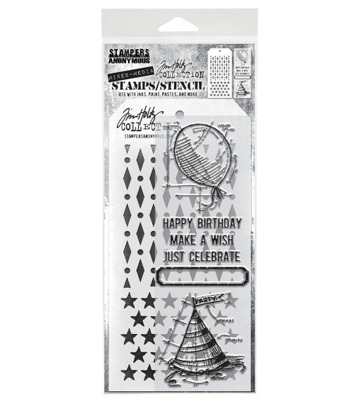 Tim Holtz Mixed-Media Stamps & Stencil-Set #43 - 5A002XXV-1GYSH - 793888451605