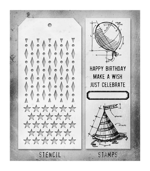 Tim Holtz Mixed-Media Stamps & Stencil-Set #43 - 5A002XXV-1GYSH