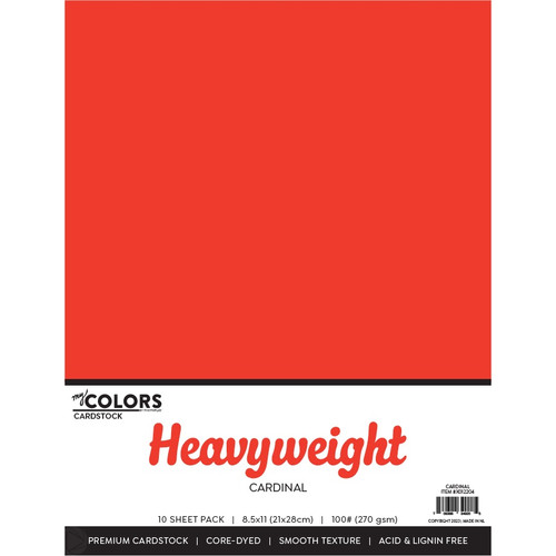 My Colors 100lb Heavyweight Cardstock 8.5"X11" 10/Pkg-Cardinal - MYCH85-1GYRL - 709388349205
