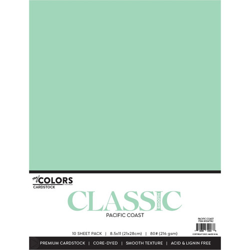 My Colors Classic 80lb Weight Cardstock 8.5"X11" 10/Pkg-Pacific Coast - MYCC85-1GYRR - 709388349274