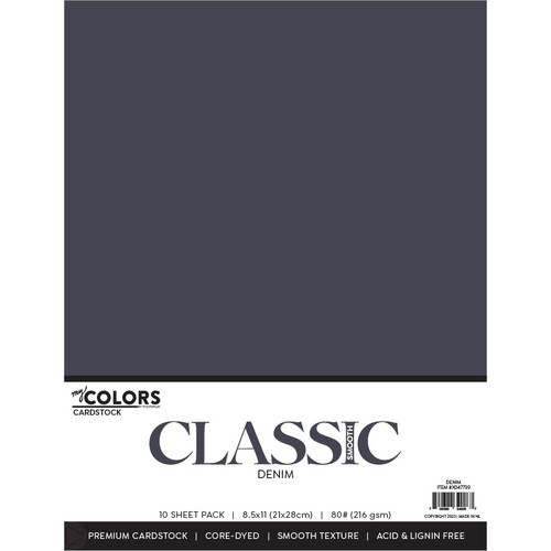 My Colors Classic 80lb Weight Cardstock 8.5"X11" 10/Pkg-Denim - MYCC85-1GYRS - 709388349267