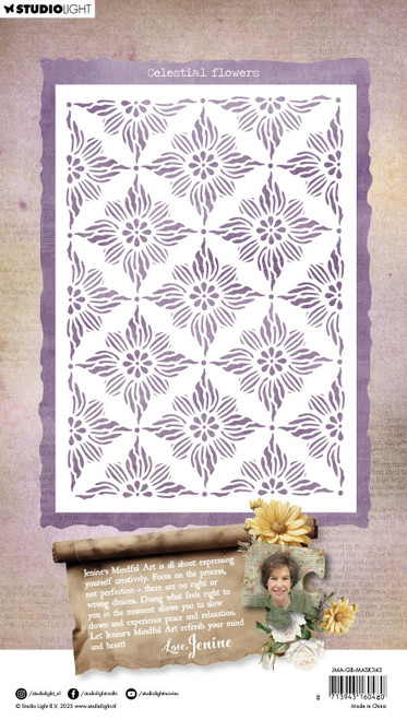 Jenine's Mindful Art Stencil 5.83"X8.27"-Celestial Flowers, Growing & Blooming - 5A002Y5Z-1GZ4C