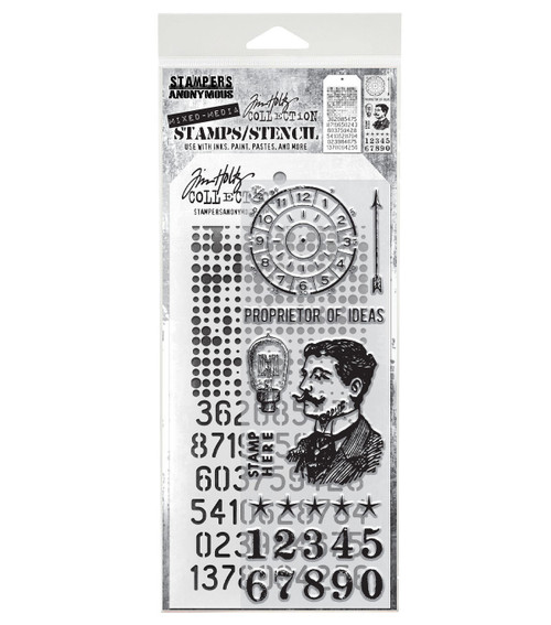 Tim Holtz Mixed-Media Stamps & Stencil-Set #18 - 5A002XXV-1GYS9 - 787790627319