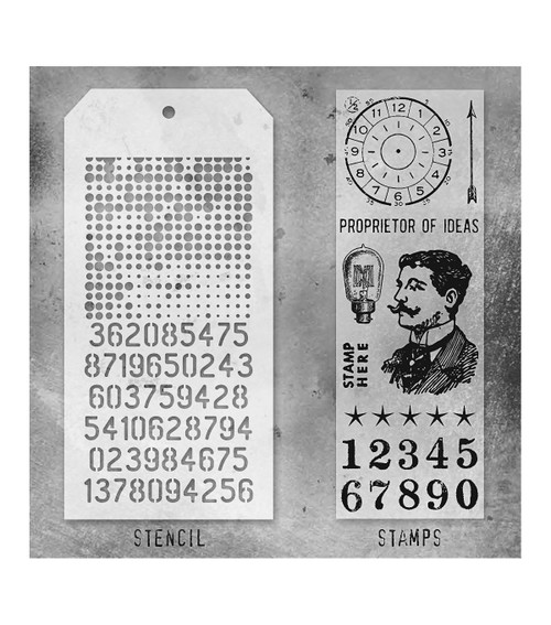 Tim Holtz Mixed-Media Stamps & Stencil-Set #18 - 5A002XXV-1GYS9