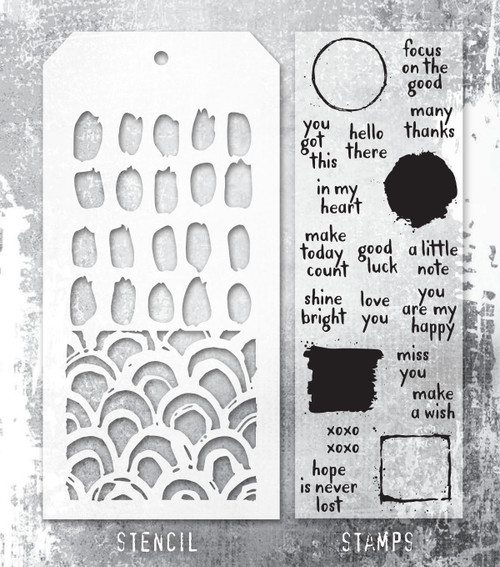 Tim Holtz Mixed-Media Stamps & Stencil-Note Quotes - 5A002XXV-1GYSB