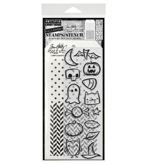 Tim Holtz Mixed-Media Stamps & Stencil-Tiny Frights - 5A002XXV-1GYSD - 691835442709